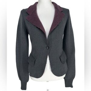 PATRIZIA PEPE / Black & Purple Fleece & Mohair Sweater Blazer / Size 1 / Goth